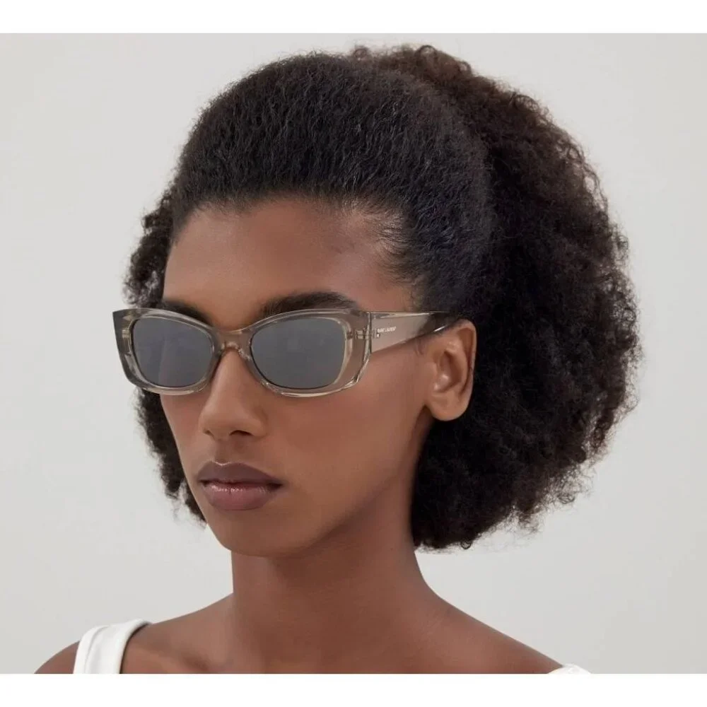 NEW SAINT LAURENT SUNGLASSES SL593 003 BEIGE CAT EYE WOMEN EYEWEAR SL 593 003